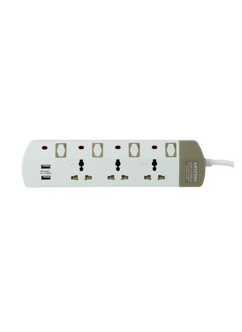 Krypton 3 Way Extension Board Plug Power Extension Socket Multi Plug Power Cable High Quality, Shock Proof Design With Universal Socket, 3 Meter, 2 Years Warranty