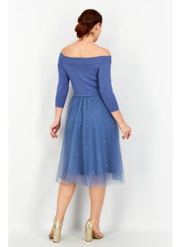 VERO MODA Women Pearl Detail Mini Dress, Blue  - Image 2
