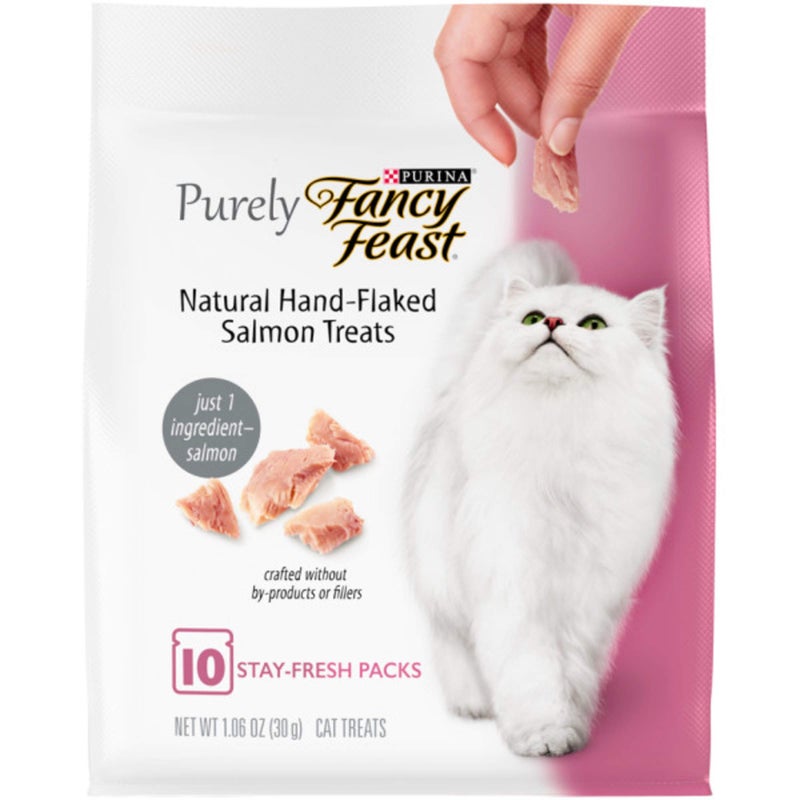 Fancy Feast Purina Fancy Feast Natural Cat Treats, Purely Natural Hand-Flaked Salmon - (Pack of 5) 10 ct. Pouches - Image 1