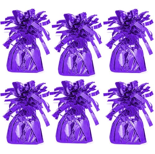 Chochkees Metallic Balloon Weights Birthday Party Favors Novelty and Gag Gifts 55 Inches 6Pack Purple - Image 1