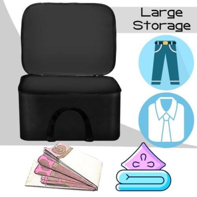 STORE MORE Multipurpose Moisture Proof Solid Blanket Storage Bag Clothing Storage Organizer Toy Storage Stationery Paper Storage Bag with Zipper Strong Handle Black Pack of 5 - Image 5