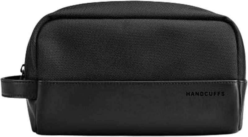 Handcuffs Toiletry Bag for Men & Women | Faux Leather | Polyester | Cosmetic Organizer | Packing Cube | Makeup Storage | Travelling Pouch (Black) - Image 1