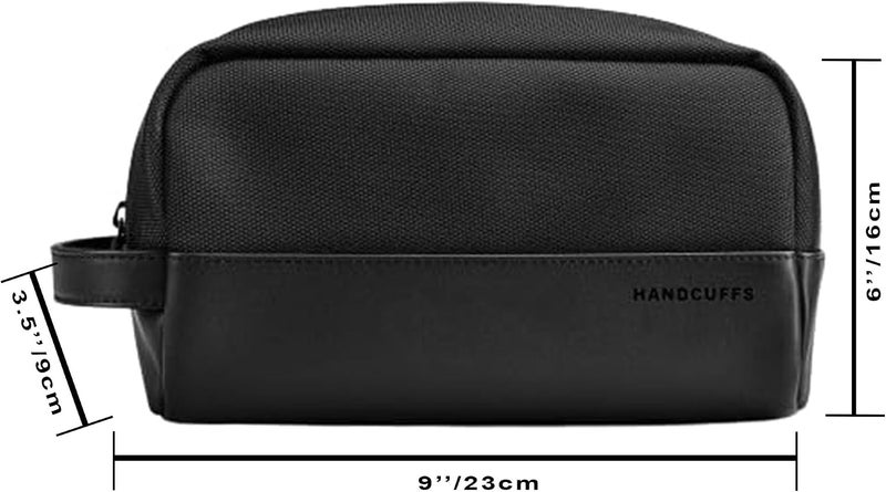 Handcuffs Toiletry Bag for Men & Women | Faux Leather | Polyester | Cosmetic Organizer | Packing Cube | Makeup Storage | Travelling Pouch (Black) - Image 4