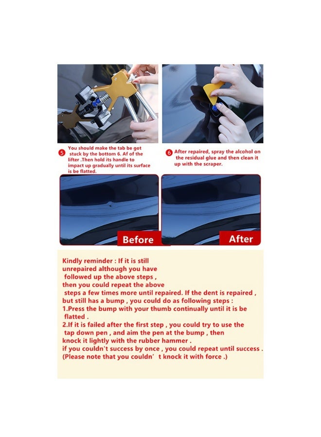 طقم أداة سحب غمازات السيارة 19 قطعة مع ألواح لاصقة  متعددة الأحجام لإصلاح غمازات هيكل السيارة الأبواب  والغطاء مسدس الغراء وعيدان الغراء غير مشمولة - Image 5