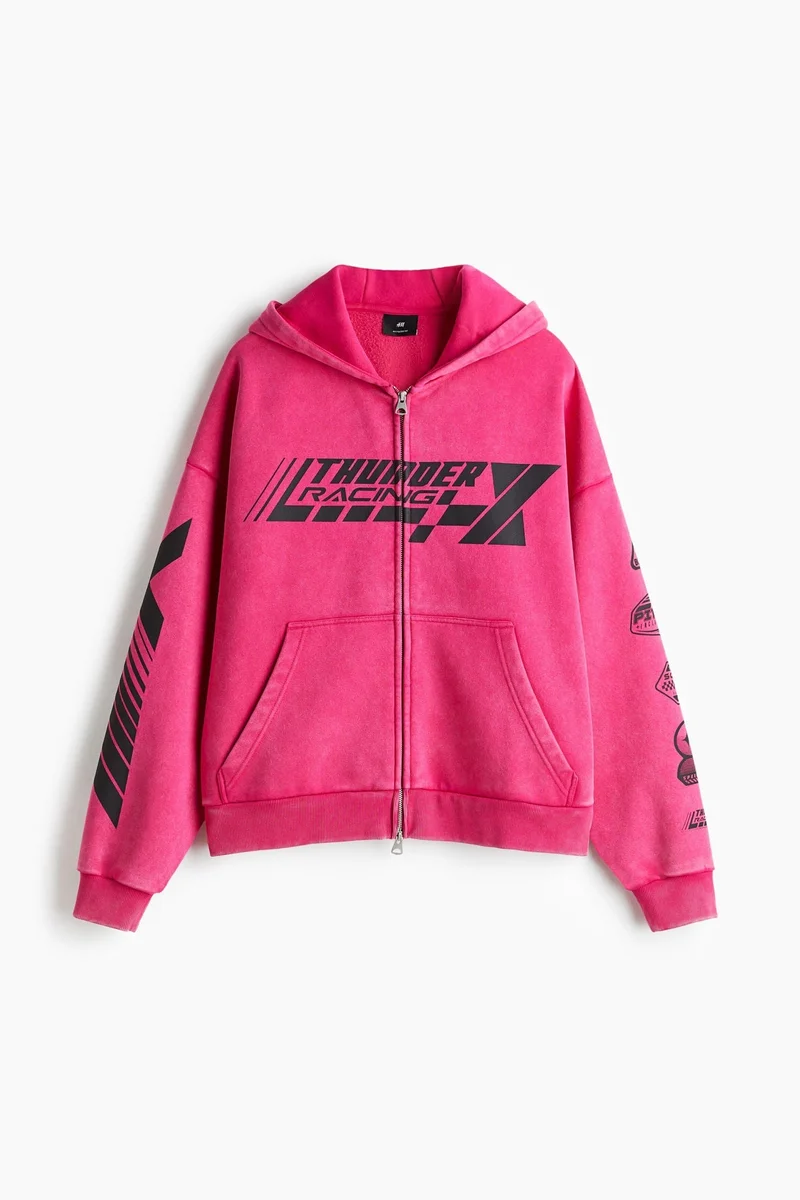 H&M  Oversized Fit Zip-through hoodie for Men | Best Price UAE
