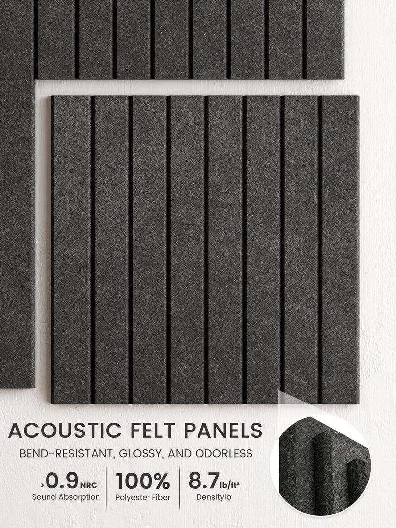 Bumusty Large Cork Board Alternative-48 x 36" Felt Bulletin Board Tiles, with 30 Pushpins, 70 Adhesive Tabs, 12-Pack Slat Wall Paneling, Cork Boards for Office Push Pin Board Felt Board-Charcoal Gray - Image 3
