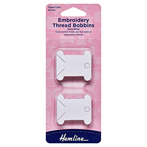 Hemline Embroidery Thread Bobbins - Paper Card (Pack of 50) - Image 4