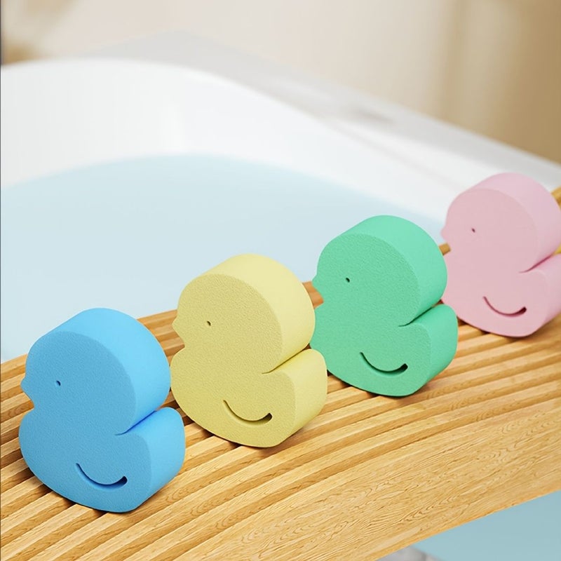 4 Pack Bath Sponges for Back Scrubbing Soft Gentle Skin Cleaner Blue Green Yellow Pink - Image 1