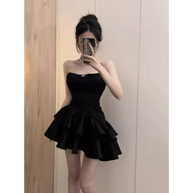 Niche Slim-Fit Pure Desire Style Dress Strapless Dress Stitching Simpson Princess Puff Dress - Image 3