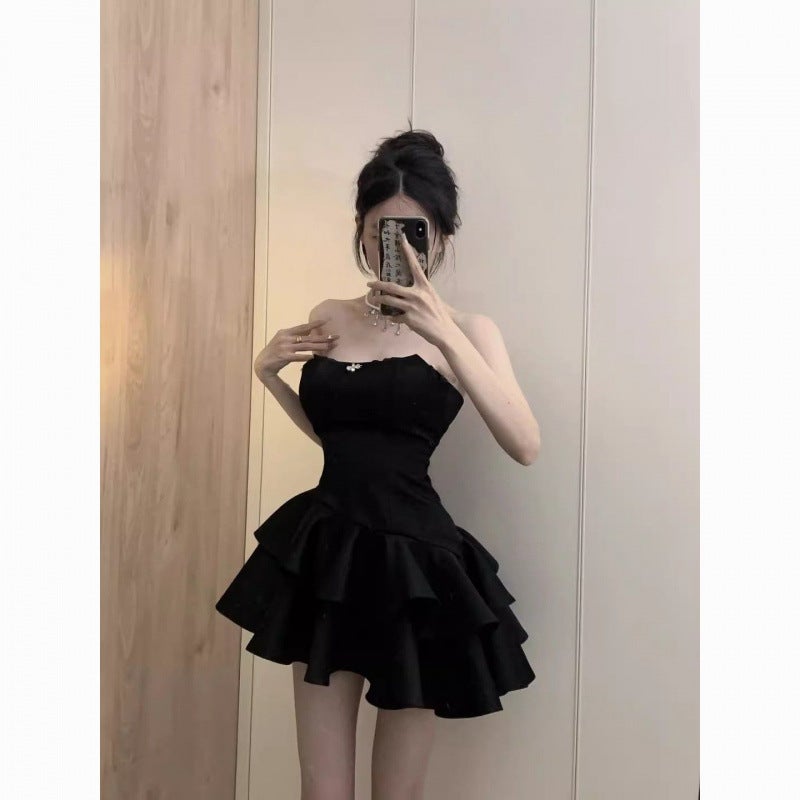 Niche Slim-Fit Pure Desire Style Dress Strapless Dress Stitching Simpson Princess Puff Dress - Image 2