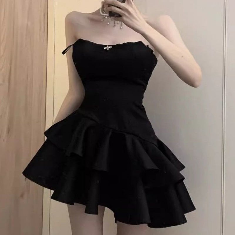 Niche Slim-Fit Pure Desire Style Dress Strapless Dress Stitching Simpson Princess Puff Dress - Image 1