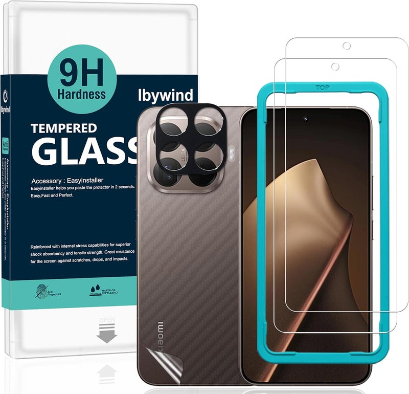 Ibywind for Xiaomi 15T Pro 5G Screen Protector,2-Pack,9H Hardness Tempered Glass with Camera Lens Protector,Easy Installation Tool,Bubble-Free,Fingerprint Unlock,Anti-Shatter,Anti-Scratch - Image 1