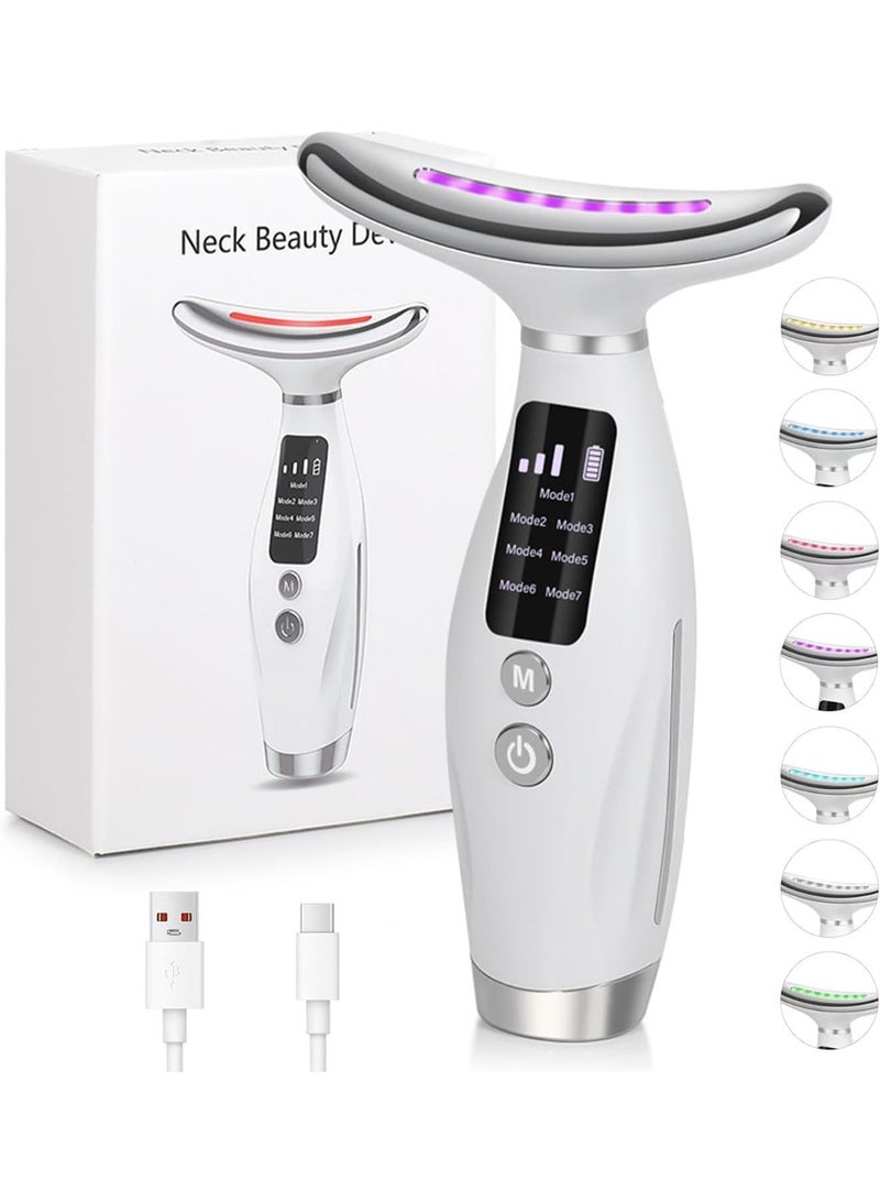 7-in-1 Face and Neck Beauty Device - 7 Colors LED Photon Therapy, Thermal Massager with 3 Modes for Wrinkle Removal & Skin Tightening - Image 1
