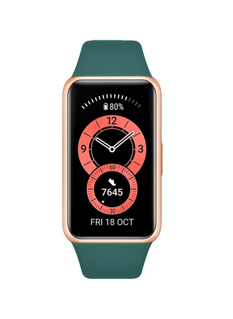 CATANES Huawei Band 6 / Honor Band 6 Fitness Tracker Replacement Silicone Band Adjustable Waterproof Smart Watch Strap with Buckle Dark Green  - Image 4