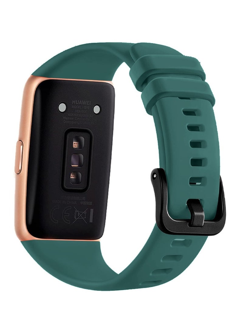 CATANES Huawei Band 6 / Honor Band 6 Fitness Tracker Replacement Silicone Band Adjustable Waterproof Smart Watch Strap with Buckle Dark Green  - Image 3