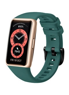 CATANES Huawei Band 6 / Honor Band 6 Fitness Tracker Replacement Silicone Band Adjustable Waterproof Smart Watch Strap with Buckle Dark Green  - Image 2