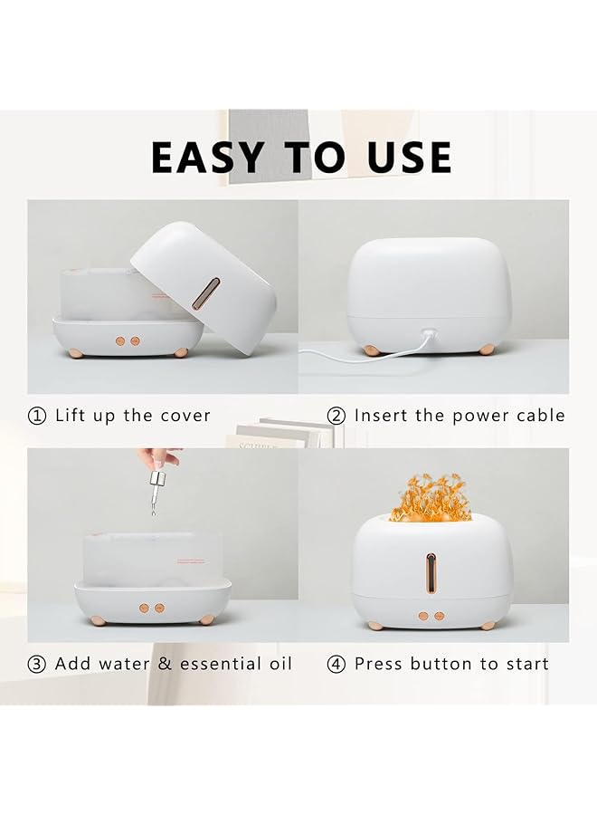 erorex Multicolored Flame Diffuser Humidifier Essential Oil Aromatherapy Diffuser With Waterless Auto Off Protection Fire Air Diffuser For Home Office Bedroom Relaxing Atmosphere White - Image 4
