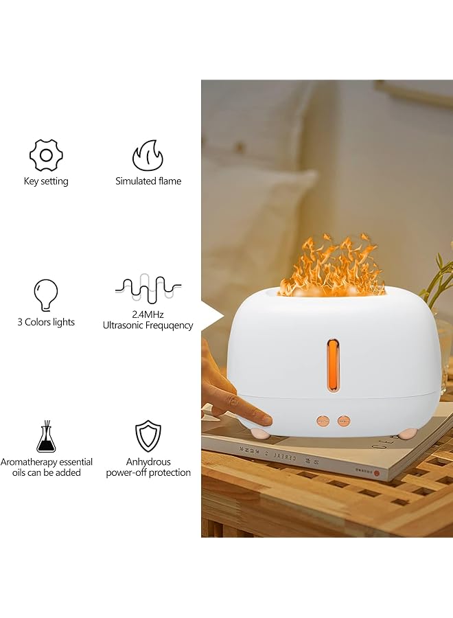 erorex Multicolored Flame Diffuser Humidifier Essential Oil Aromatherapy Diffuser With Waterless Auto Off Protection Fire Air Diffuser For Home Office Bedroom Relaxing Atmosphere White - Image 2