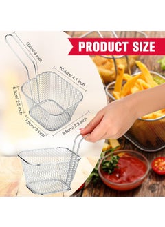 Mishrit Mishrit Mini Square Fry Basket Stainless Steel French Chip Frying Holder with Handles Reusable Serving Food Presentation Strainer Net Potato Fries Cooking Tool (Pack of 1).  - Image 5
