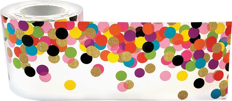 Teacher Created Resources Confetti Straight Rolled Border Trim - 50ft - Decorate Bulletin Boards, Walls, Desks, Windows, Doors, Lockers, Schools, Classrooms, Homeschool & Offices - Image 3