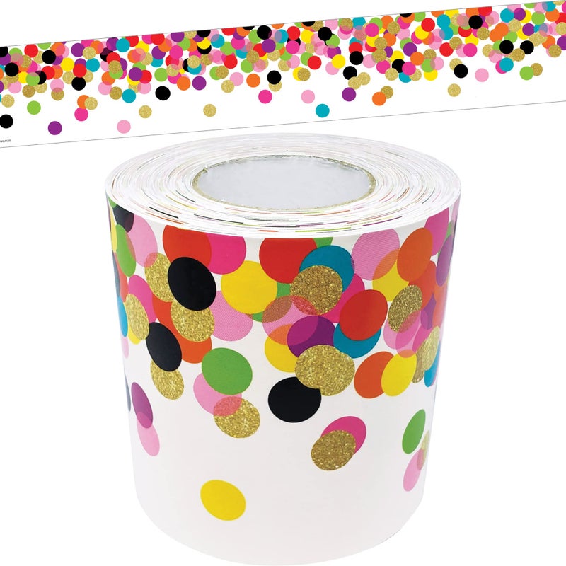 Teacher Created Resources Confetti Straight Rolled Border Trim - 50ft - Decorate Bulletin Boards, Walls, Desks, Windows, Doors, Lockers, Schools, Classrooms, Homeschool & Offices - Image 1