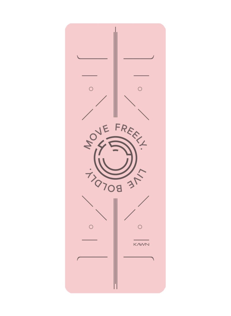 KAWN.YOGA Light Pink Mat. Non-Slip. Strap Included. High Performance Material Exercise Mat Ideal For Hiit, Plates, Yoga And Other Workouts - Image 1