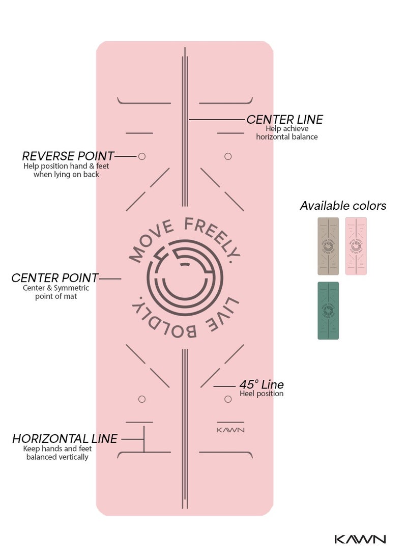 KAWN.YOGA Light Pink Mat. Non-Slip. Strap Included. High Performance Material Exercise Mat Ideal For Hiit, Plates, Yoga And Other Workouts - Image 2