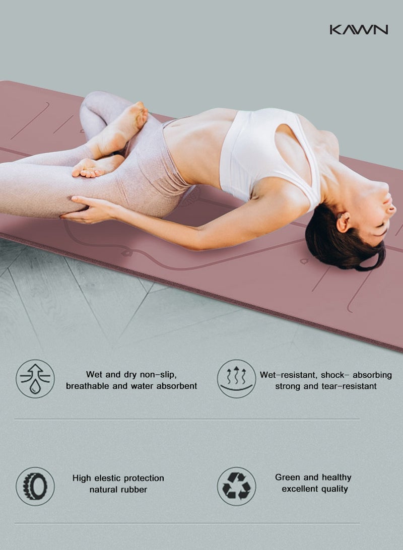 KAWN.YOGA Light Pink Mat. Non-Slip. Strap Included. High Performance Material Exercise Mat Ideal For Hiit, Plates, Yoga And Other Workouts - Image 4