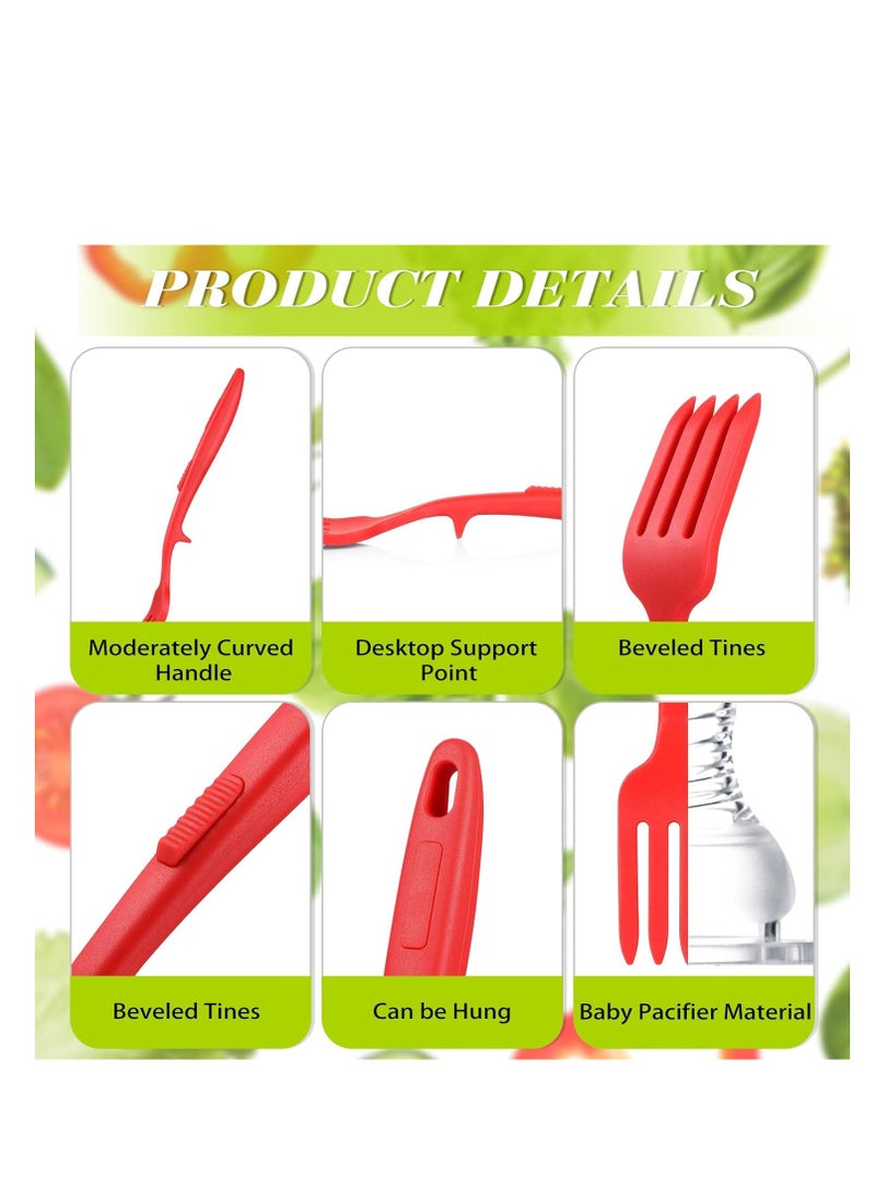 SYOSI - Silicone Flexible Fork, Silicone Fork, Heat-Resistant Cooking Fork Dishwasher Safe Blending Fork Kitchen Non Stick Fork Ultimate Fork For Mix Ingredients, Mash Food, Whisk Eggs Red, Black 2 Pieces - Image 1