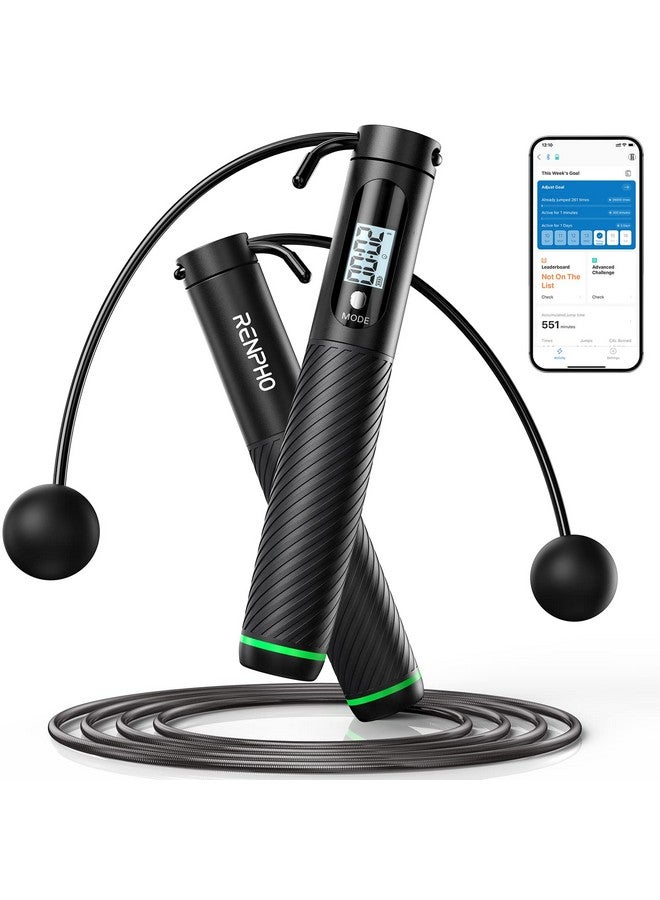 RENPHO Smart Skipping Rope With Counter, Adjustable Jump Ropes For Fitness, Skip Rope With App Data Analysis, Workout Equipment For Women Men Adult Kids, Burn Calories, Boxing Jumping Rope, Gym, Mma - Image 1