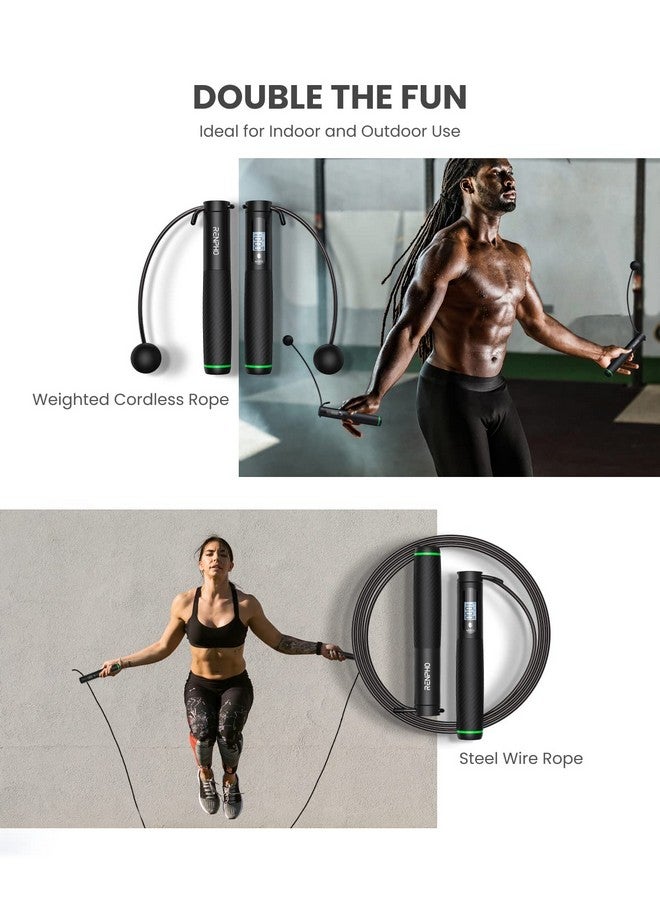 RENPHO Smart Skipping Rope With Counter, Adjustable Jump Ropes For Fitness, Skip Rope With App Data Analysis, Workout Equipment For Women Men Adult Kids, Burn Calories, Boxing Jumping Rope, Gym, Mma - Image 2