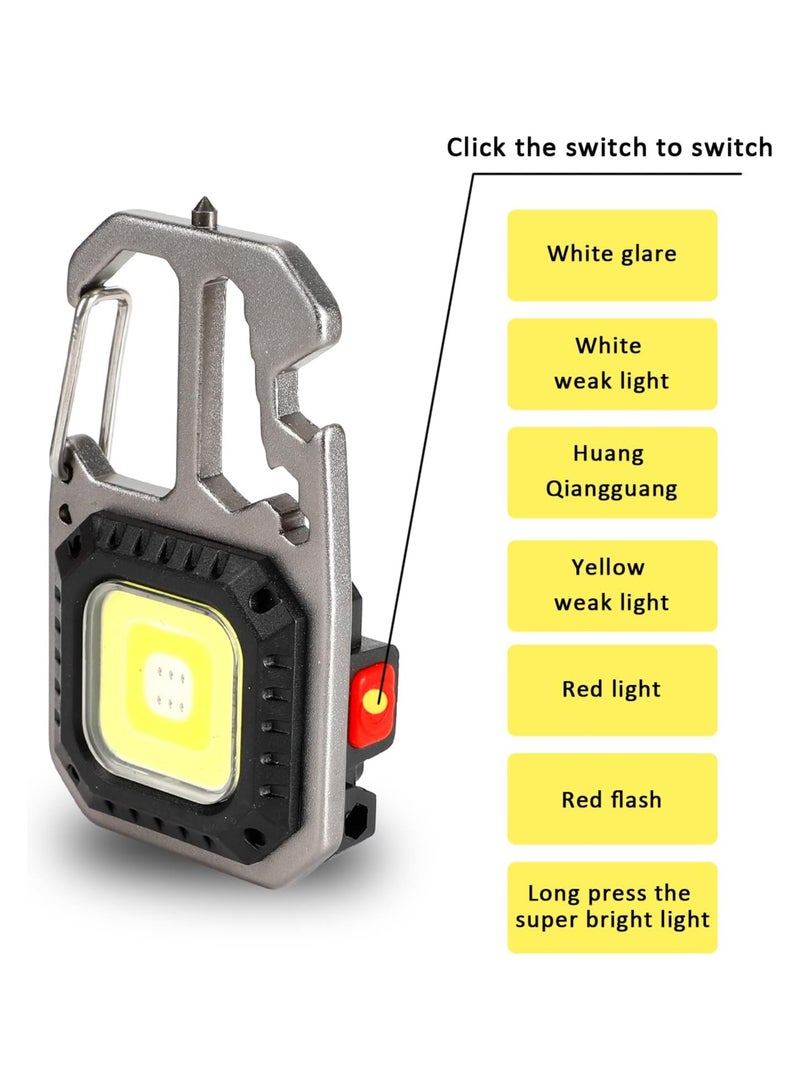 Led Keychain Flashlight with Tripod Gifts for Man Survival Keychain Light 6 Modes Portable Electrician Mechanic Tools, Rechargeable Work Light for Night Car Repairing Under Hood Fishing - Image 2