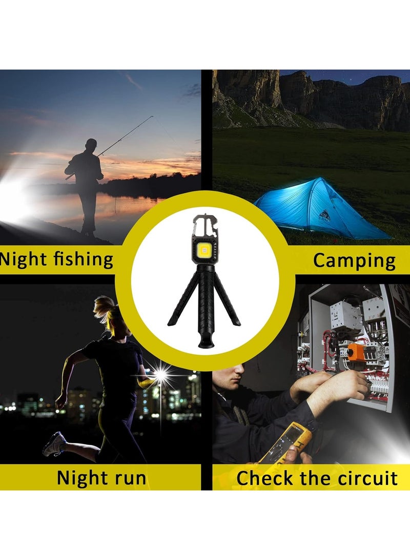 Led Keychain Flashlight with Tripod Gifts for Man Survival Keychain Light 6 Modes Portable Electrician Mechanic Tools, Rechargeable Work Light for Night Car Repairing Under Hood Fishing - Image 4