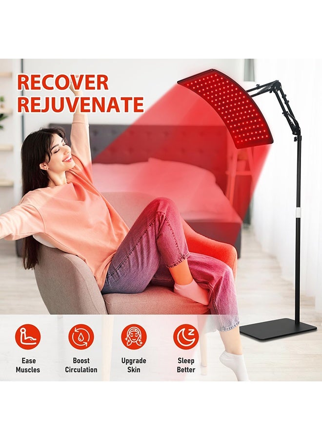 والالا مصباح أرضي للعلاج بالضوء الأحمر للوجه والجسم، مصباح علاج بالأشعة تحت الحمراء مع حامل، جهاز ضوء LED بالأشعة تحت الحمراء 660 نانومتر و850 نانومتر للجسم - Image 4