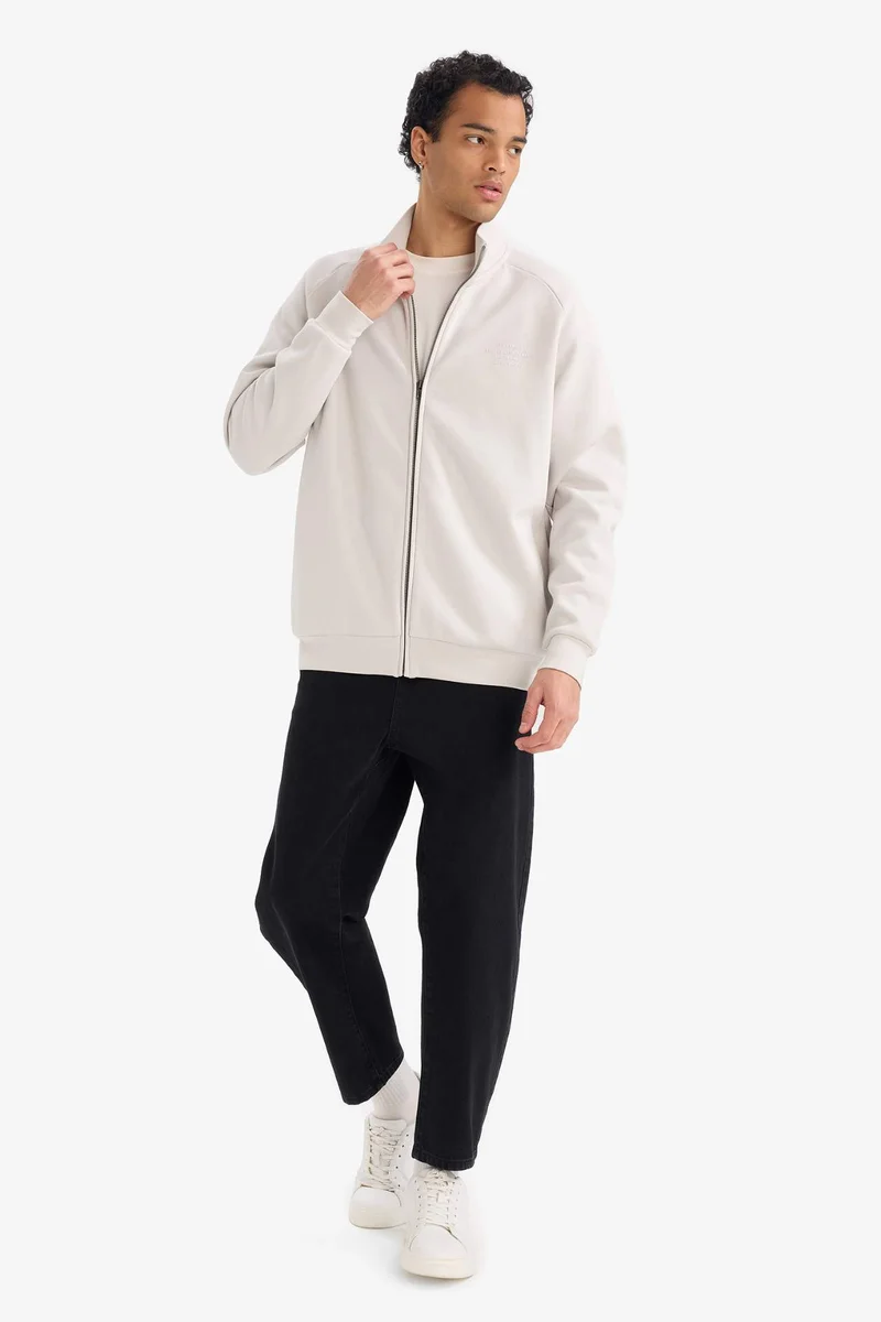 ديفاكتو Boxy Fit Soft Fleece Lined Zip Up Sweatshirt