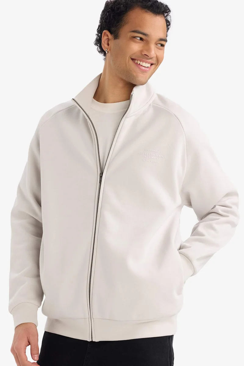 ديفاكتو Boxy Fit Soft Fleece Lined Zip Up Sweatshirt