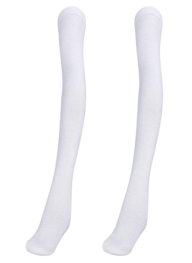 MUKHAKSH (Pack of 2 Pairs Girls Kids Cotton Thigh High Thigh Length upto the thigh Mid Thigh Long White Stocking Socks, 3-4 Years - Image 1