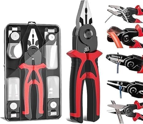 RAMPKD Wire Stripper and Cutter Pliers Tools For Electricians 5in1 Multifunctional Wire and Cable 5 Interchangeable Stripping Cutting Winding Crimping Precision Stainless Stee Hand Tool2024 - Image 1