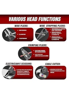 RAMPKD RAMPKD Wire Stripper and Cutter Pliers Tools For Electricians 5in1 Multifunctional Wire and Cable 5 Interchangeable Stripping Cutting Winding Crimping Precision Stainless Stee Hand Tool2024  - Image 3