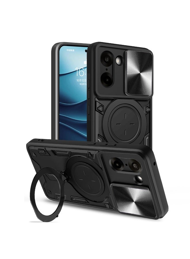 SanHu for OnePlus Nord CE5 5G Case, Slide Camera Lens Cover, Magnetic Ring Holder Kickstand Protective Phone Case for OnePlus Nord CE5 5G, Black - Image 1
