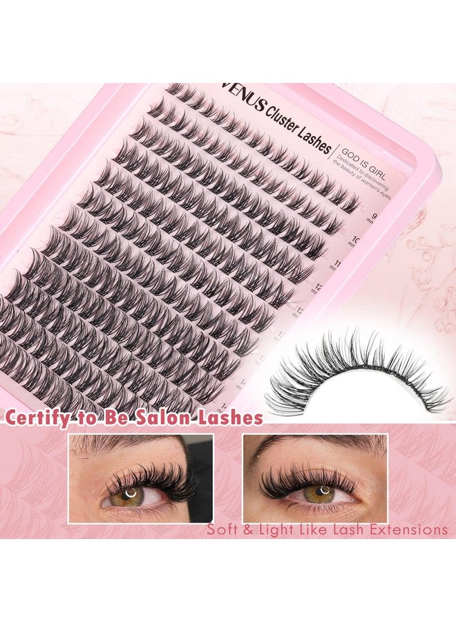 Goddvenus Goddvenus Lash Clusters Kit Wispy Lash Extension Kit Waterproof Lashes Clusters DIY Eyelash Clusters Kit with Natural Individual Eyelashes, Lashes Glue Bond and Seal and Lash Tweezers (D Curl 192pcs) - Image 1