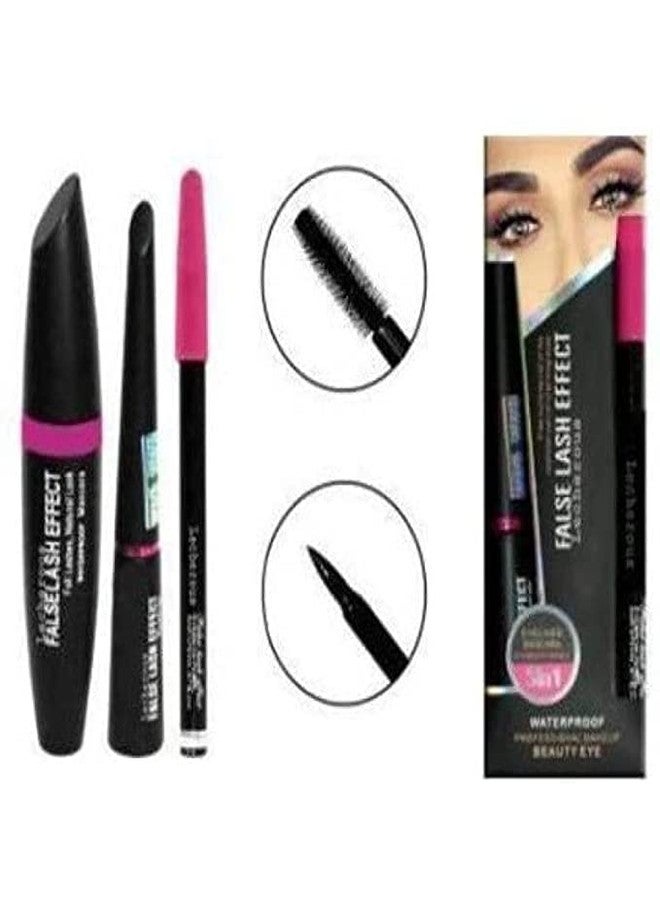 Glowhouse 6155 Multicolour Makeup Kit and 7 Black Makeup Brushes Set, 3in1 Eyeliner, Mascara, Eyebrow Pencil with 2 Pink Beauty Blenders - (Pack of 13) - Image 5