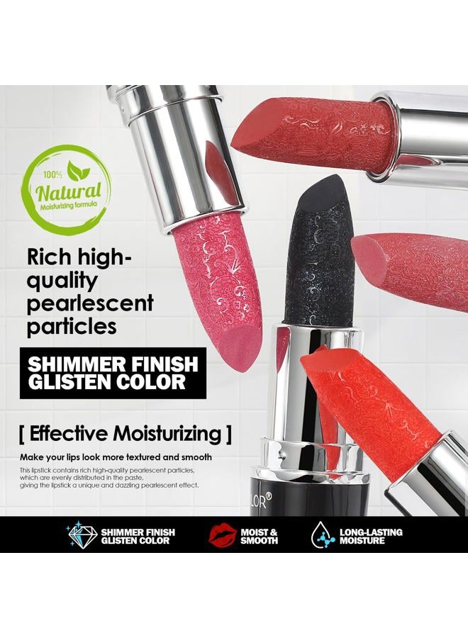 Anglicolor Glitter Metallic Pink Lipstick,High Impact Shimmer Lipcolor,Lightweight Hydrating Formula Smooth and Non-Sticky,Rose Lipstick For Women,Full-Coverage Lip Makeup (04 BLUSH WINES) - Image 3