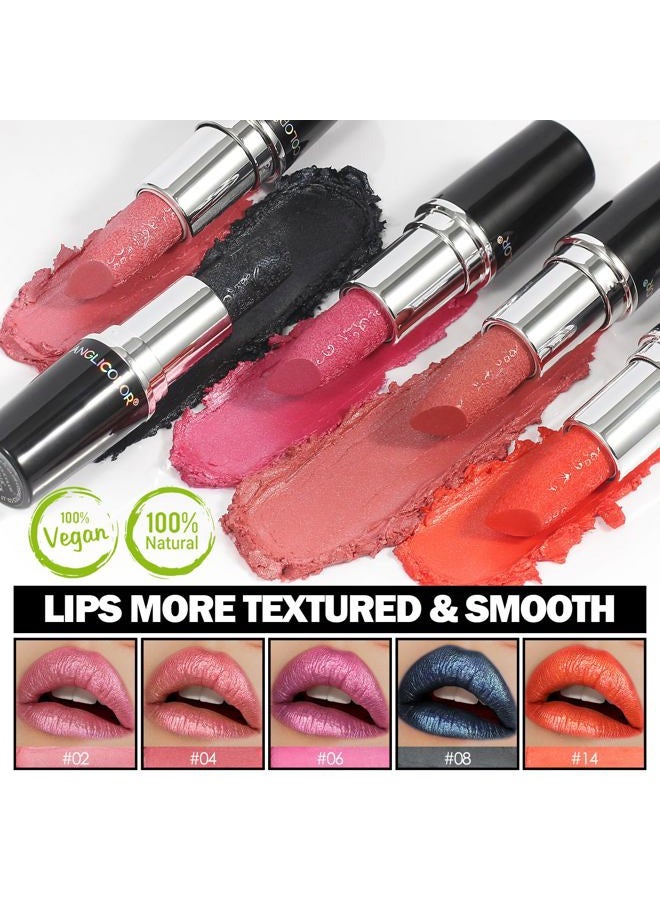 Anglicolor Glitter Metallic Pink Lipstick,High Impact Shimmer Lipcolor,Lightweight Hydrating Formula Smooth and Non-Sticky,Rose Lipstick For Women,Full-Coverage Lip Makeup (04 BLUSH WINES) - Image 5