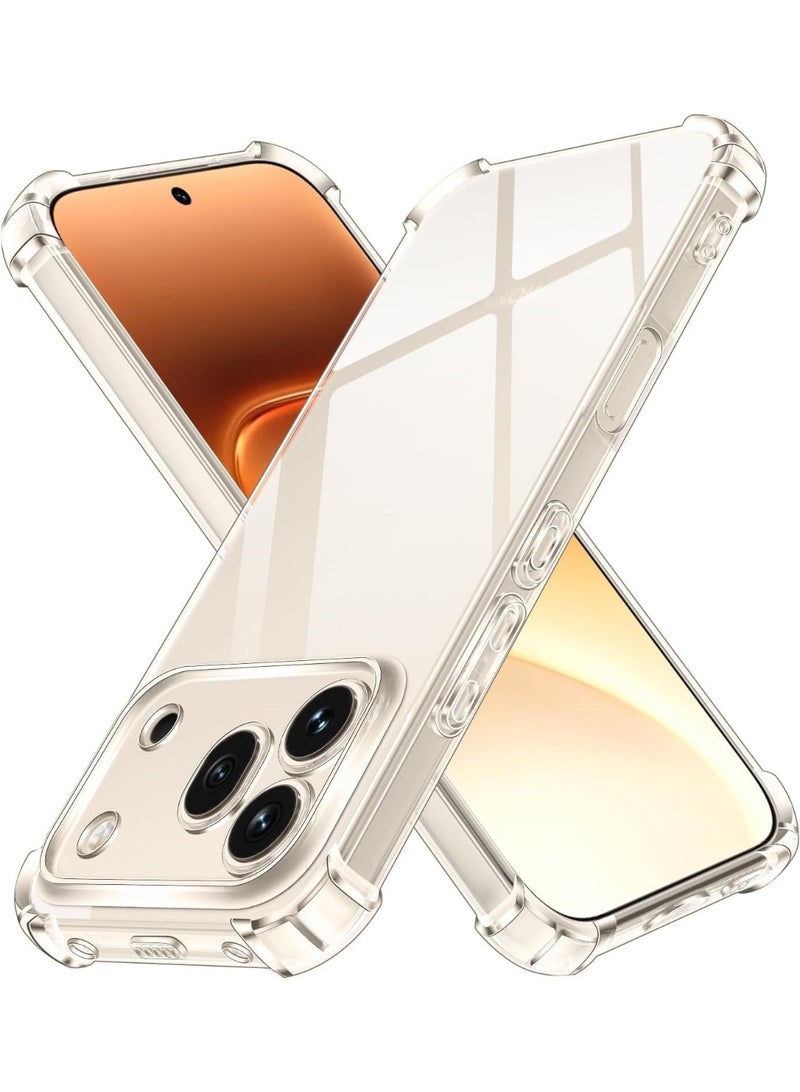 جراب متوافق مع Honor 600 Pro، غطاء شفاف من السيليكون (TPU) مقاوم للصدمات، مزود بحماية للكاميرا وزوايا معززة ضد الصدمات - شفاف. - Image 1
