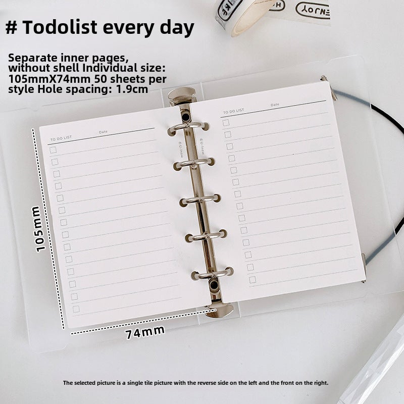 Generic Domestic Kumamoto Paper M5 A8 Grid Line Planner Refill 5-Hole Pages Daily Todolist74 * 105mm (punched) 