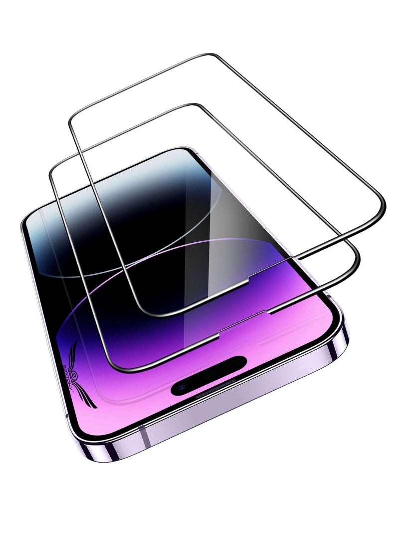 BORTONY iPhone 14 Pro Max (Pack of 2) 9H Hardness Tempered Glass Screen Protector Bubble Free Ultra HD Case Friendly Full Coverage For Apple iPhone 14 Pro Max 6.7" - Image 1