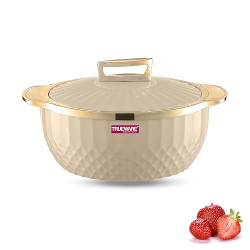 Trueware Krystal Casserole Inner Steel Casserole, 1500 ml, White | PU Insulated | BPA Free |Odour Proof | Food Grade | Easy to Carry | Ideal for Chapatti | Roti | Curd Maker | Thermoware | Hot Pot - Image 1
