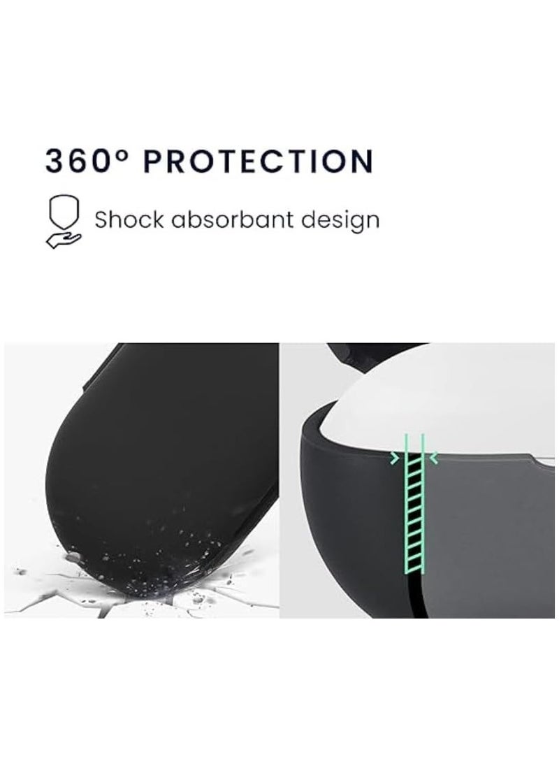Generic - Protective Soft Silicone Shockproof Case for Anker Fit AirPods, Wireless Earbuds with Carabiner - Black - Image 1