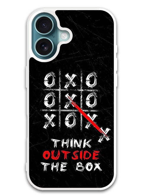 Protective Case Cover For APPLE IPHONE 16 Plus Think out of the box (White Bumper)